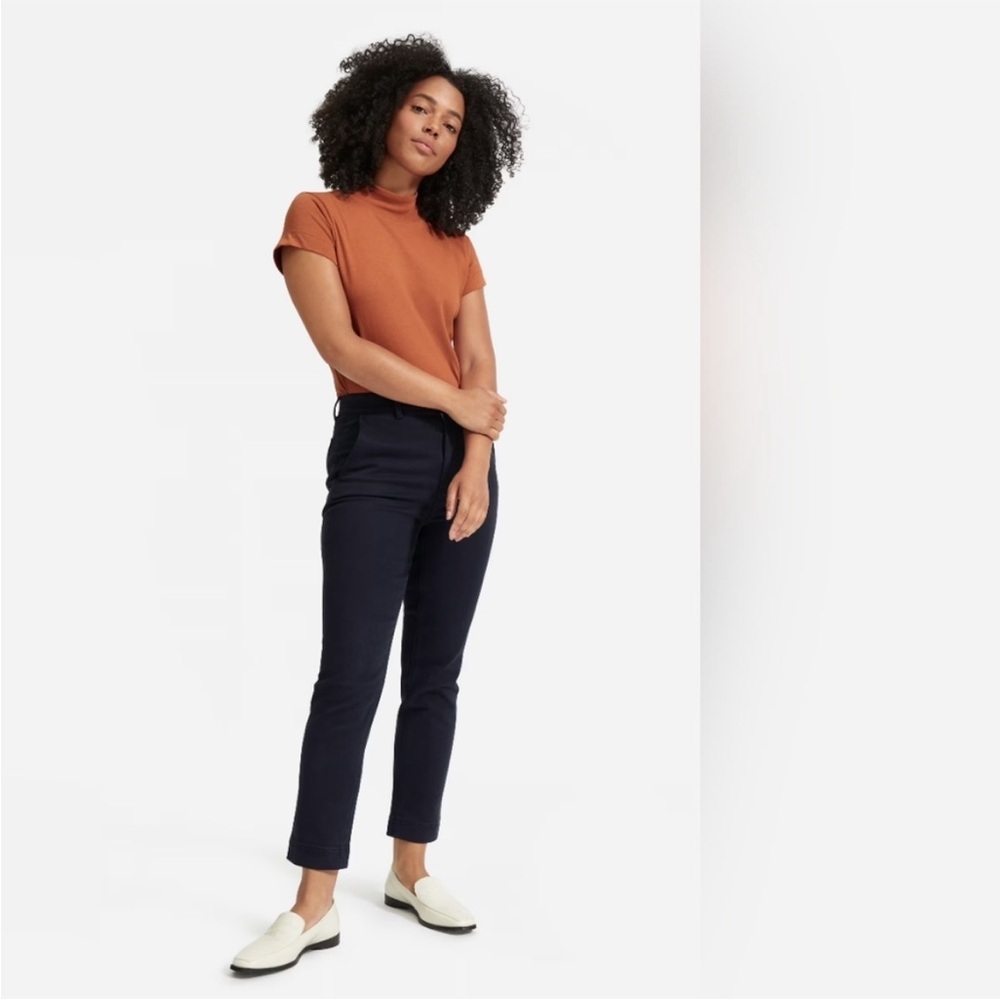 Everlane The Slim Leg Crop Pant Navy Size 10 NWT Cotton High Rise Neutral